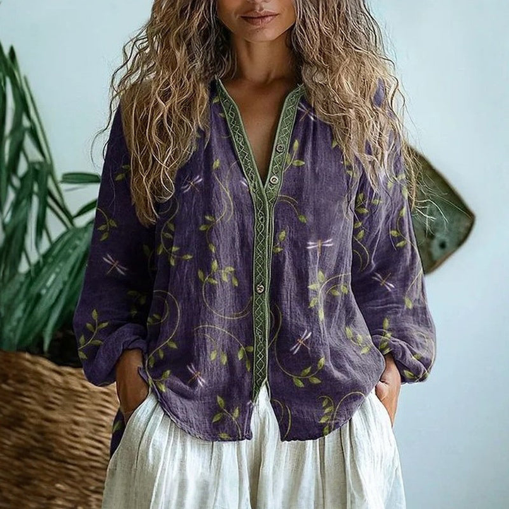 Wena | Women's Linen Long Sleeve Button-Down Blouse Carol & Margaret Wilmington