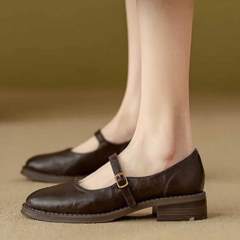 Willa | Women's Leather Vintage Round-Toe Mary Jane Heels Carol & Margaret Wilmington