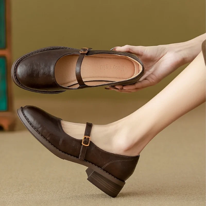 Willa | Women's Leather Vintage Round-Toe Mary Jane Heels Carol & Margaret Wilmington