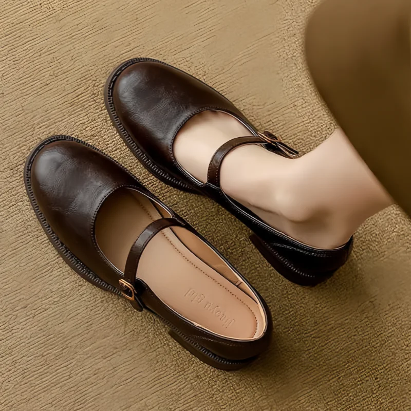 Willa | Women's Leather Vintage Round-Toe Mary Jane Heels Carol & Margaret Wilmington