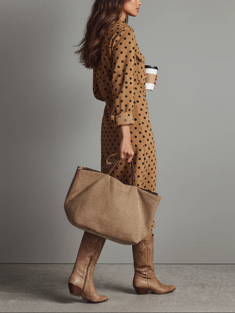 C&M® | Polka Dot Faux Leather Midi Dress Carol & Margaret Wilmington