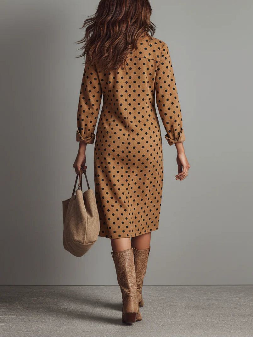 C&M® | Polka Dot Faux Leather Midi Dress Carol & Margaret Wilmington