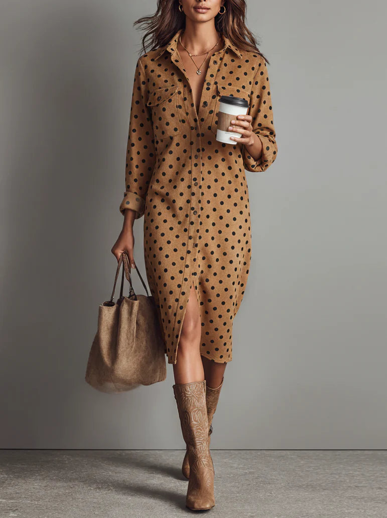 C&M® | Polka Dot Faux Leather Midi Dress Carol & Margaret Wilmington