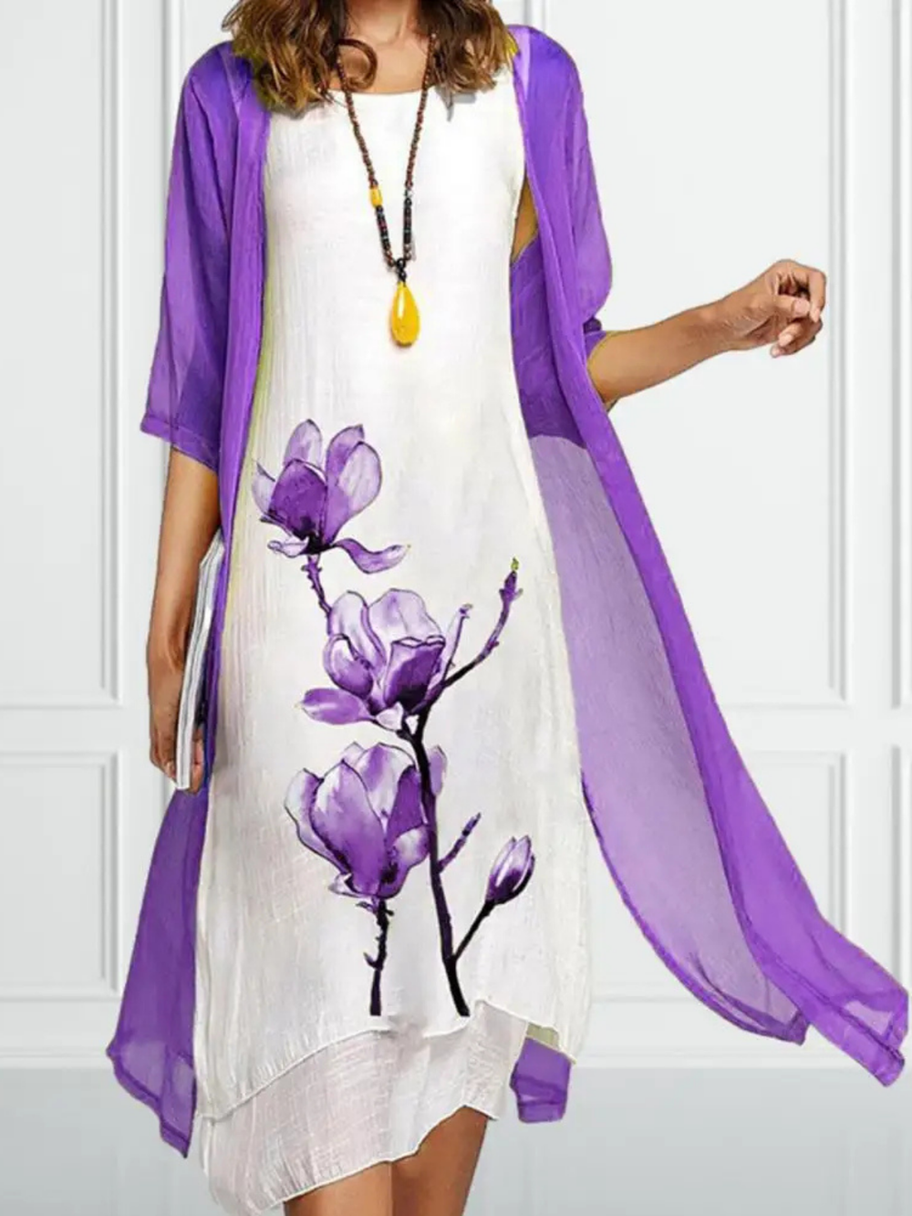 Wren | Women's Linen Sleeveless Midi Dress & Chiffon Cardigan Set Carol & Margaret Wilmington