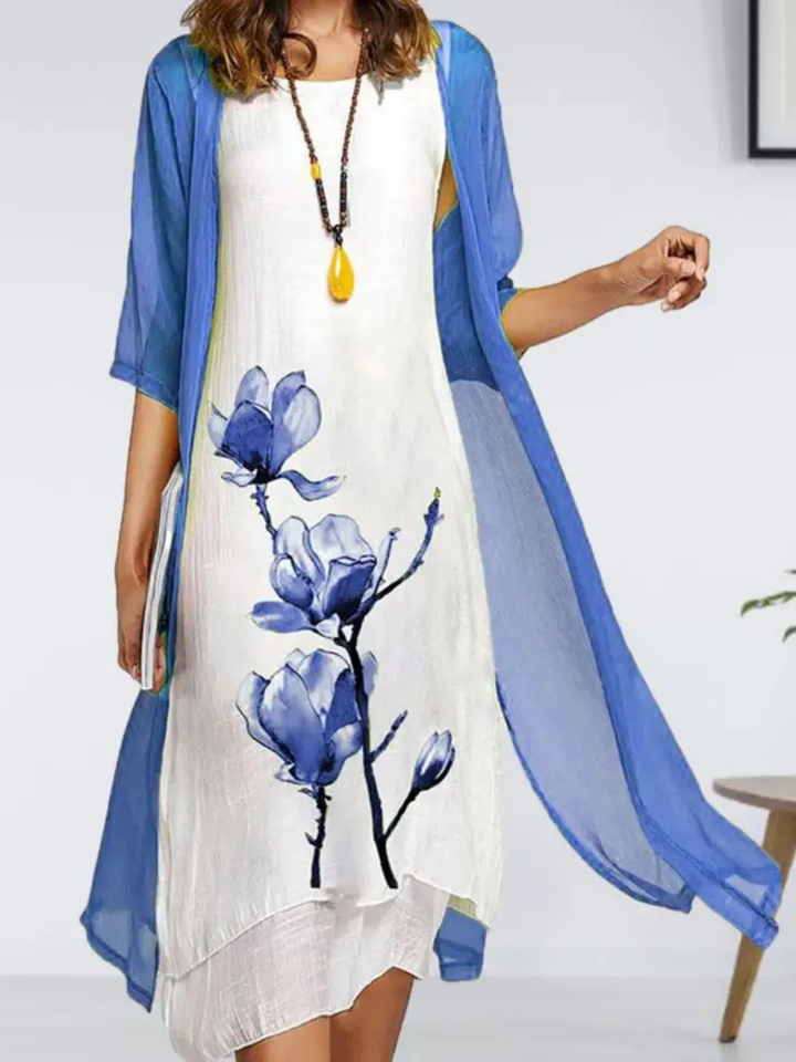 Wren | Women's Linen Sleeveless Midi Dress & Chiffon Cardigan Set Carol & Margaret Wilmington