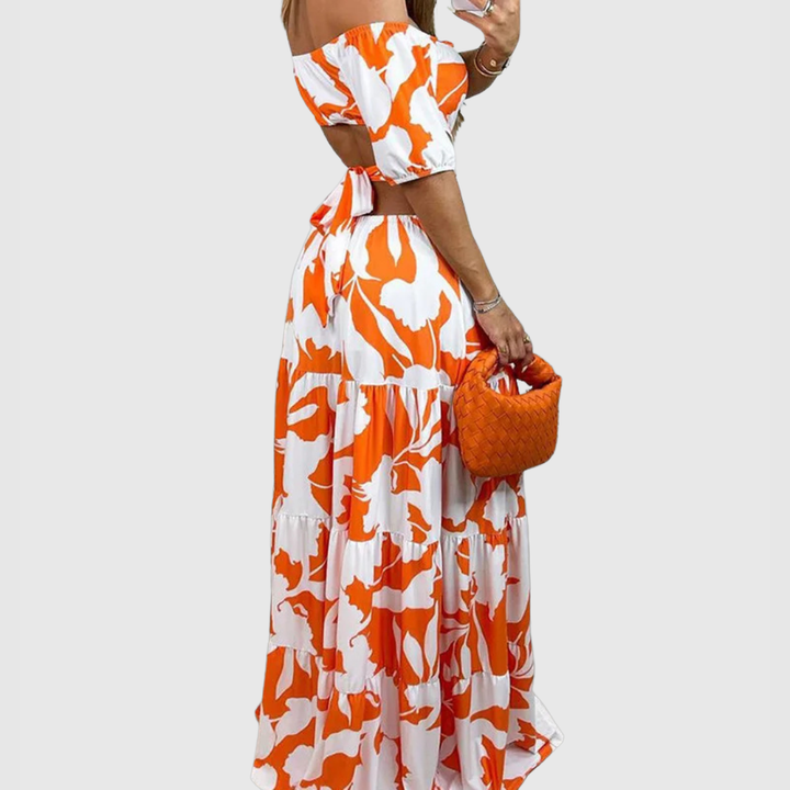 Xiomara | Women's Cotton Off-Shoulder Cutout Tiered Maxi Dress Carol & Margaret Wilmington