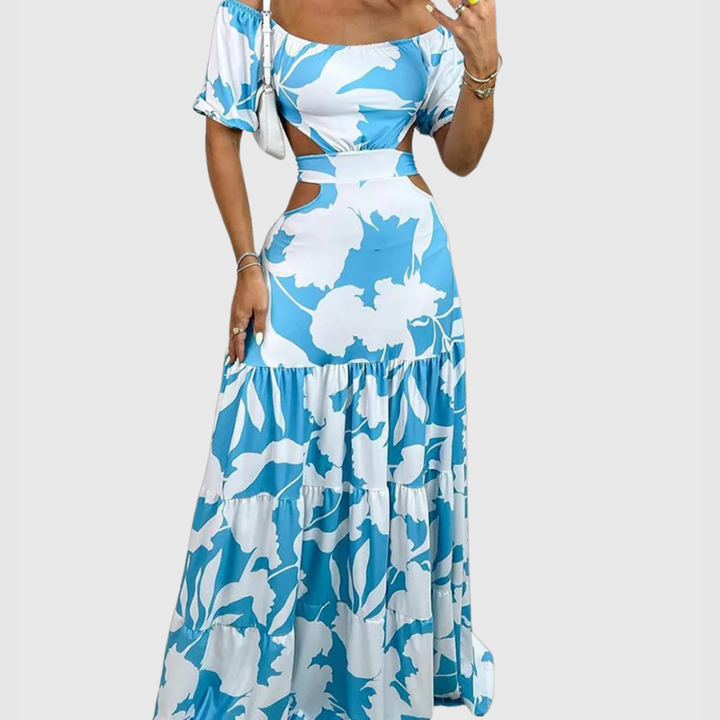 Xiomara | Women's Cotton Off-Shoulder Cutout Tiered Maxi Dress Carol & Margaret Wilmington