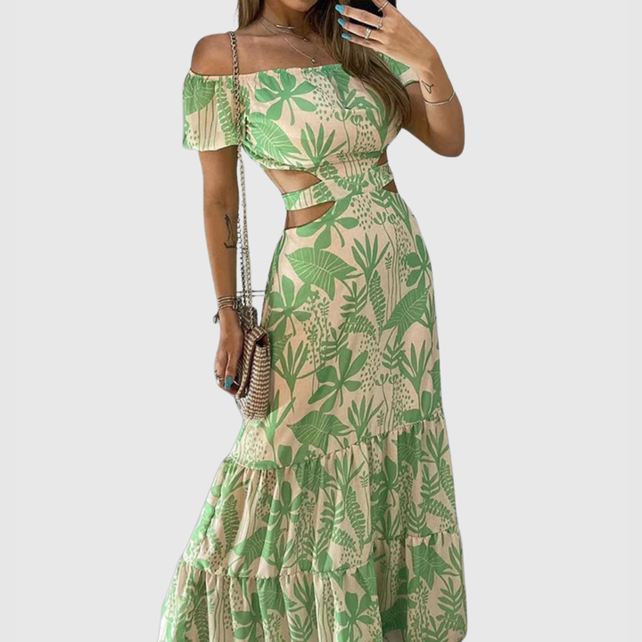 Xiomara | Women's Cotton Off-Shoulder Cutout Tiered Maxi Dress Carol & Margaret Wilmington