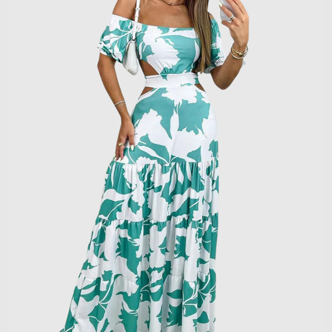 Xiomara | Women's Cotton Off-Shoulder Cutout Tiered Maxi Dress Carol & Margaret Wilmington