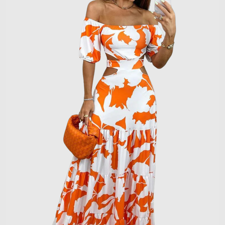 Xiomara | Women's Cotton Off-Shoulder Cutout Tiered Maxi Dress Carol & Margaret Wilmington