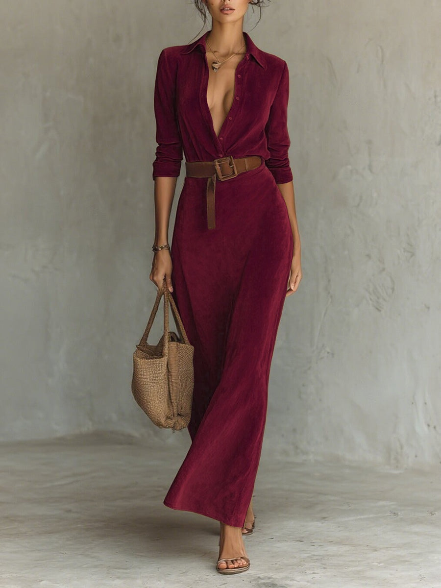 C&M® | Deep-V Belted Maxi Dress Carol & Margaret Wilmington