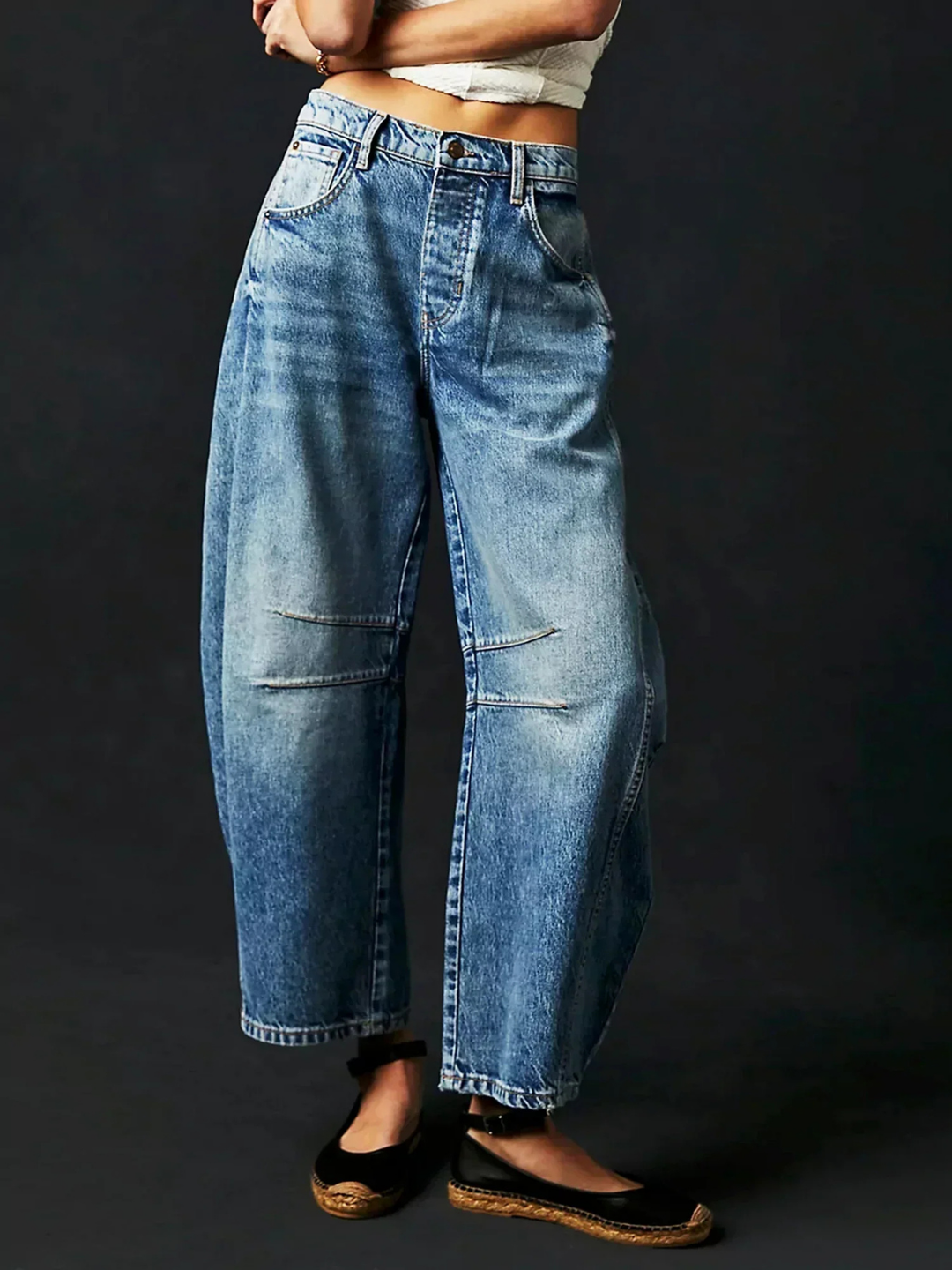 Zara | Women's Denim Low-Rise Barrel Leg Pants Carol & Margaret Wilmington