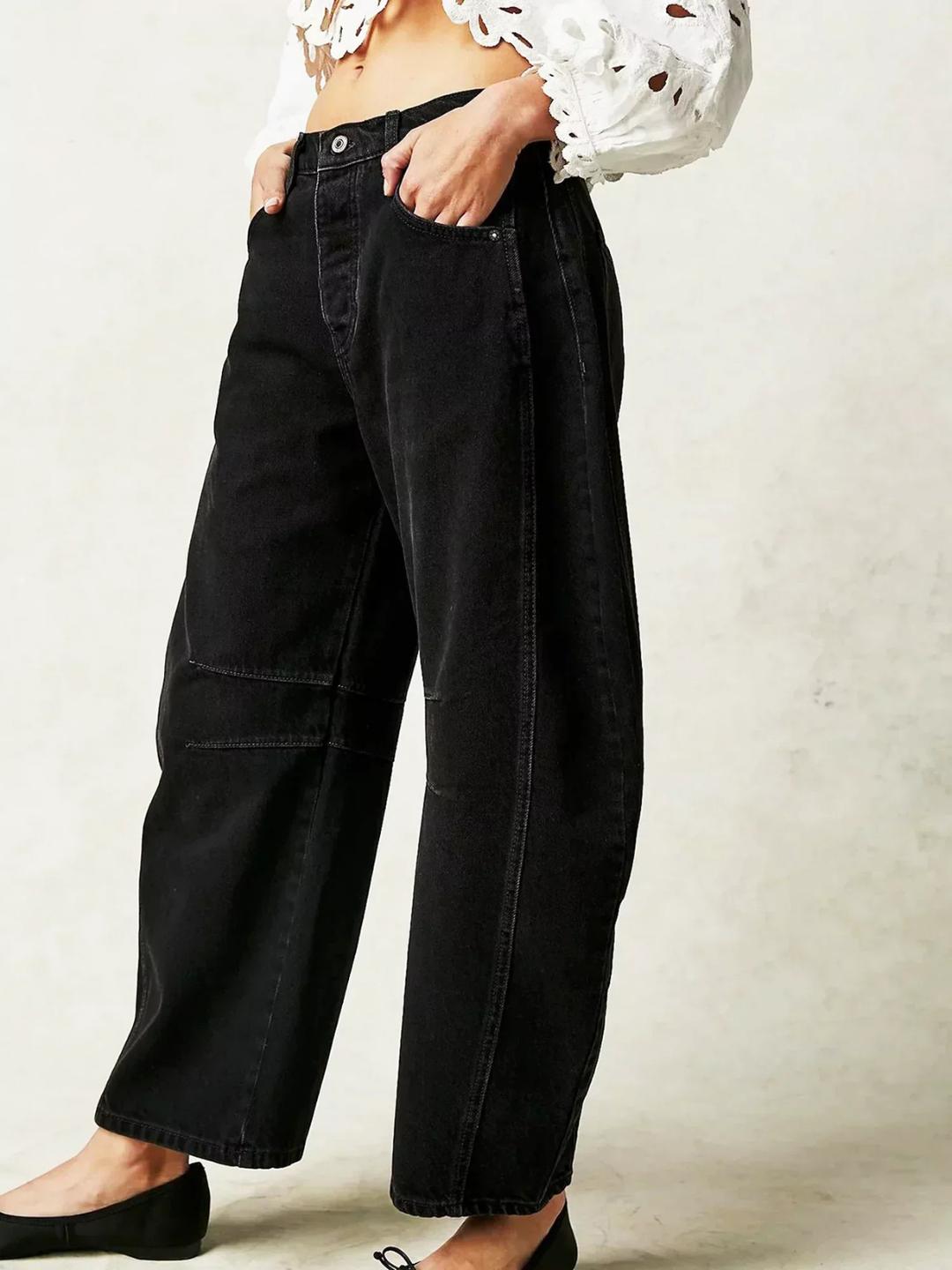 Zara | Women's Denim Low-Rise Barrel Leg Pants Carol & Margaret Wilmington
