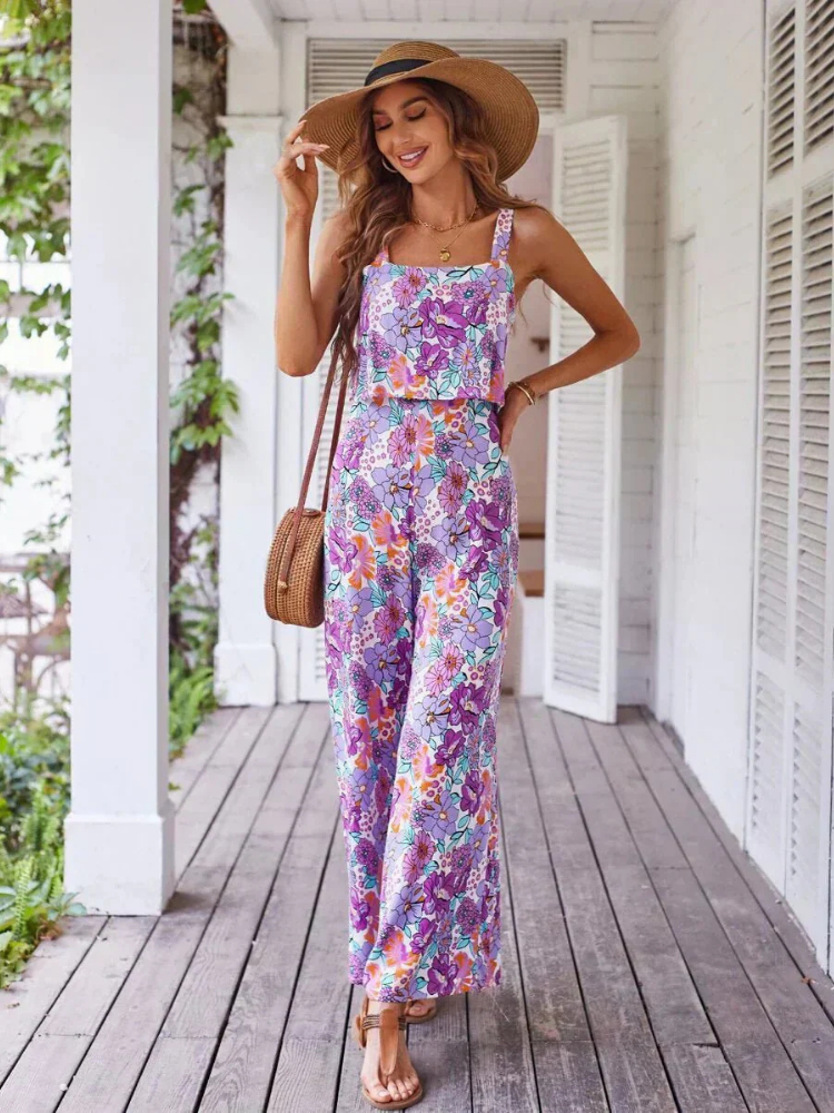 Zinnia | Women's Stretch Square-Neck Wide-Leg Jumpsuit Carol & Margaret Wilmington