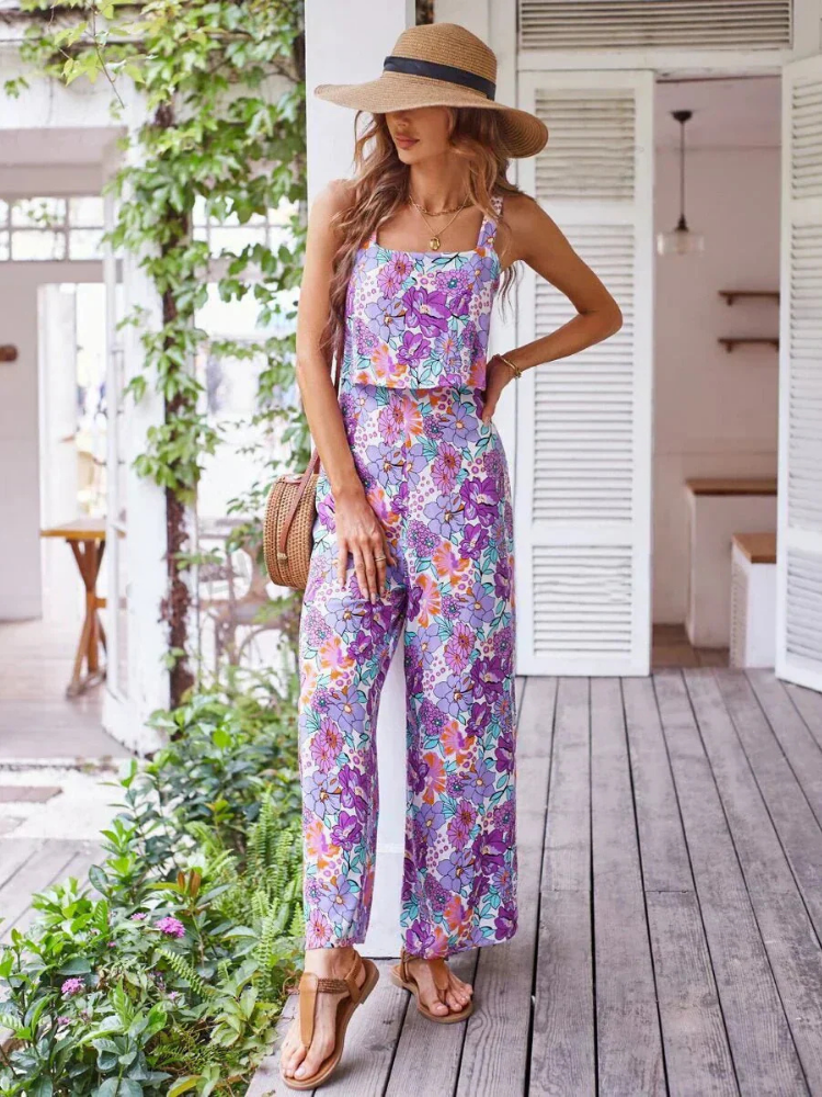 Zinnia | Women's Stretch Square-Neck Wide-Leg Jumpsuit Carol & Margaret Wilmington