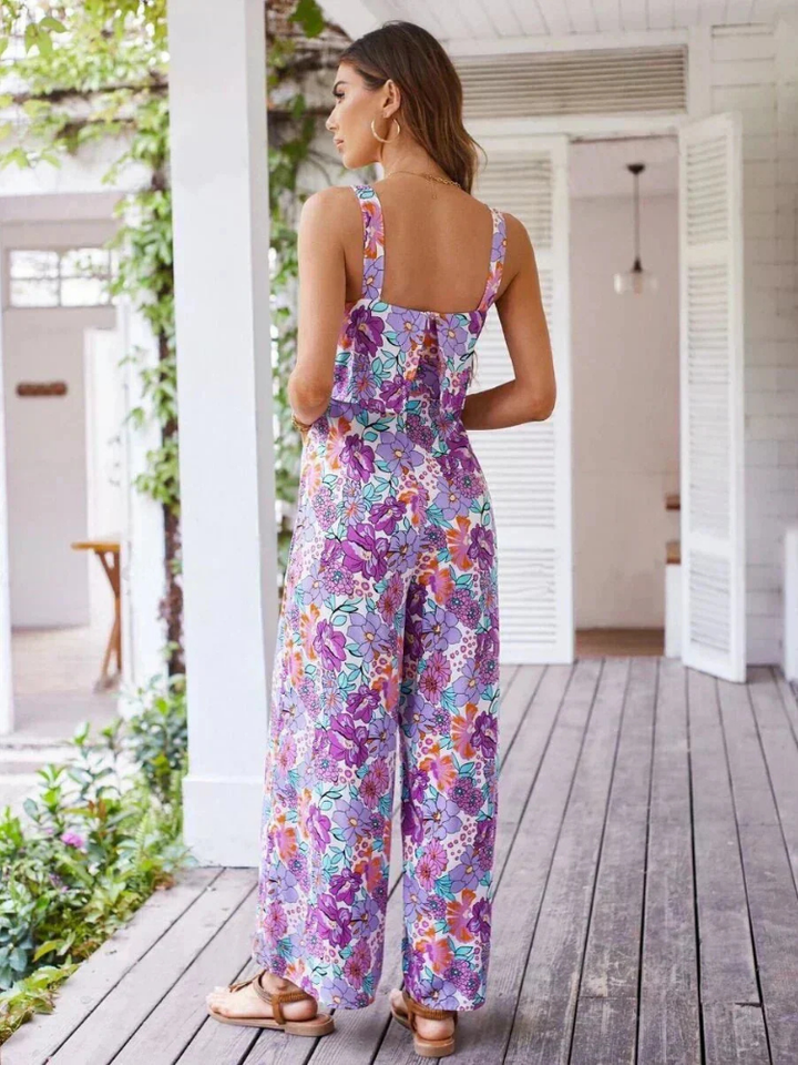 Zinnia | Women's Stretch Square-Neck Wide-Leg Jumpsuit Carol & Margaret Wilmington