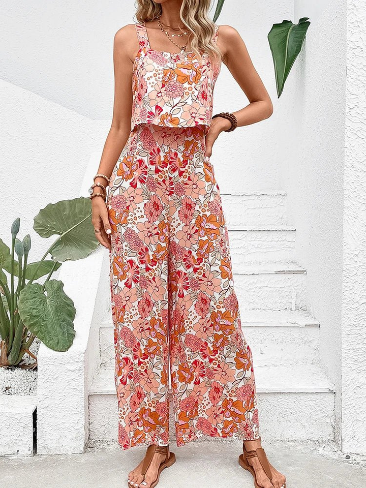 Zinnia | Women's Stretch Square-Neck Wide-Leg Jumpsuit Carol & Margaret Wilmington