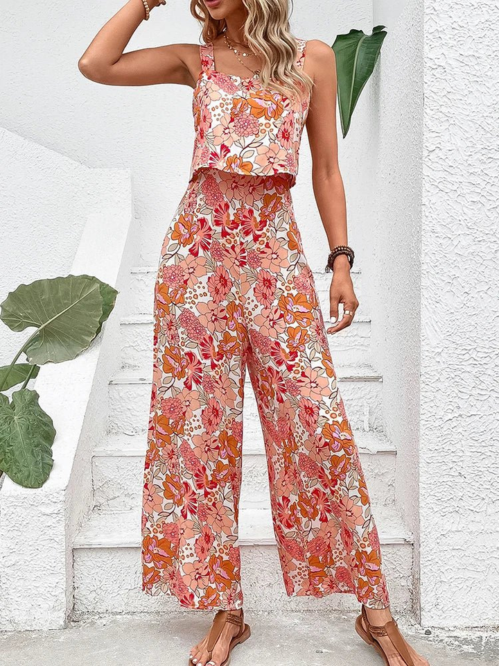 Zinnia | Women's Stretch Square-Neck Wide-Leg Jumpsuit Carol & Margaret Wilmington