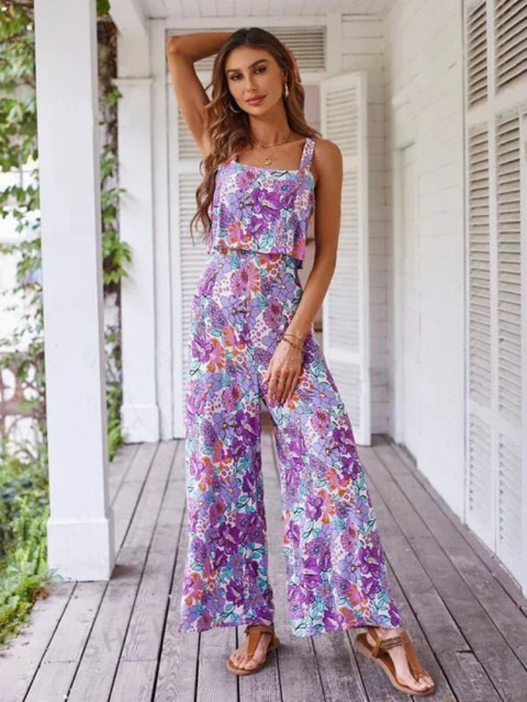Zinnia | Women's Stretch Square-Neck Wide-Leg Jumpsuit Carol & Margaret Wilmington