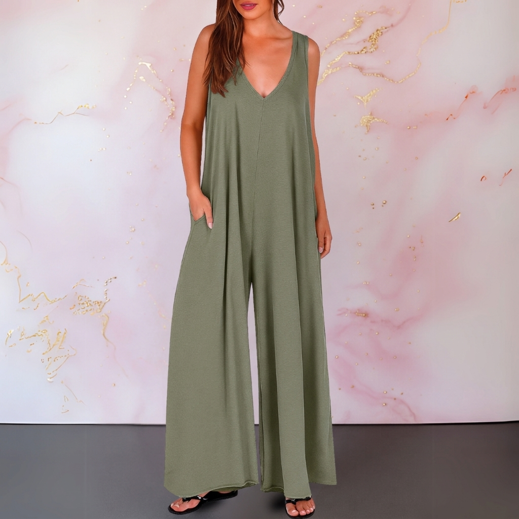 Zola | Women's Stretch V-Neck Sleeveless Wide-Leg Jumpsuit Carol & Margaret Wilmington