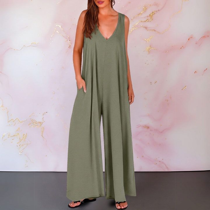 Zola | Women's Stretch V-Neck Sleeveless Wide-Leg Jumpsuit Carol & Margaret Wilmington