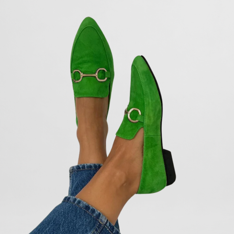Zola | Women's Suede Horsebit Pointed Toe Low Heel Loafers Carol & Margaret Wilmington