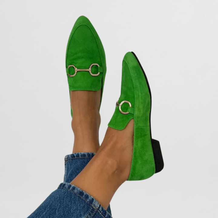 Zola | Women's Suede Horsebit Pointed Toe Low Heel Loafers Carol & Margaret Wilmington