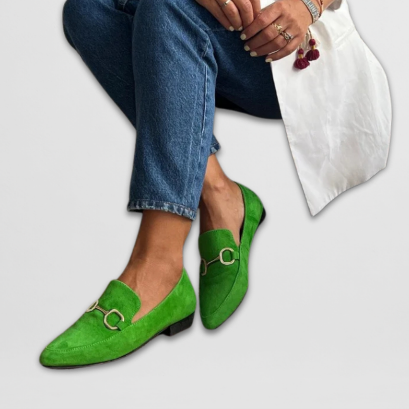 Zola | Women's Suede Horsebit Pointed Toe Low Heel Loafers Carol & Margaret Wilmington