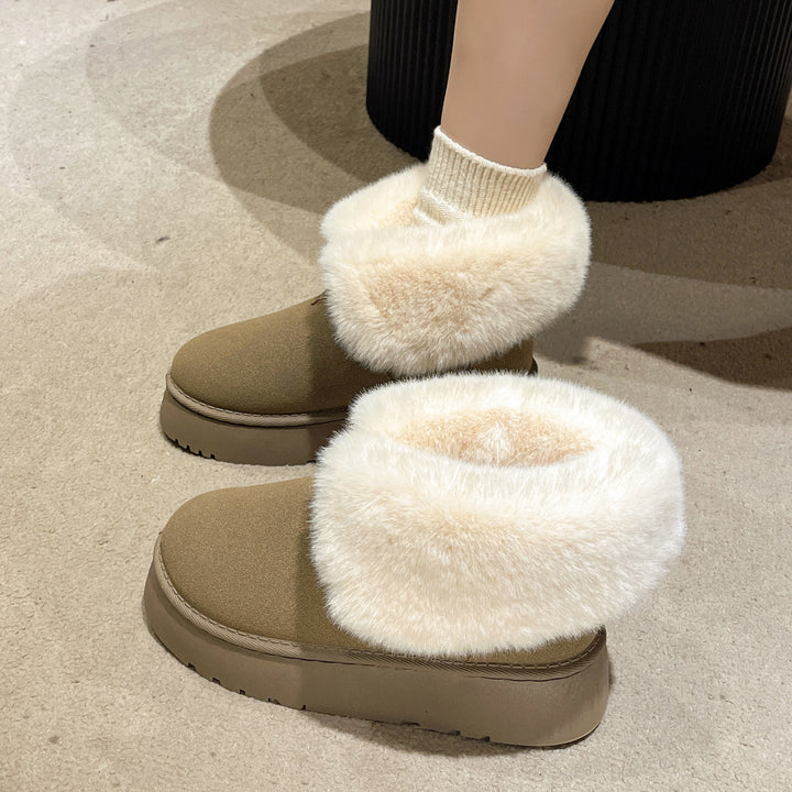 Women's black fleece lined snow ankle boots