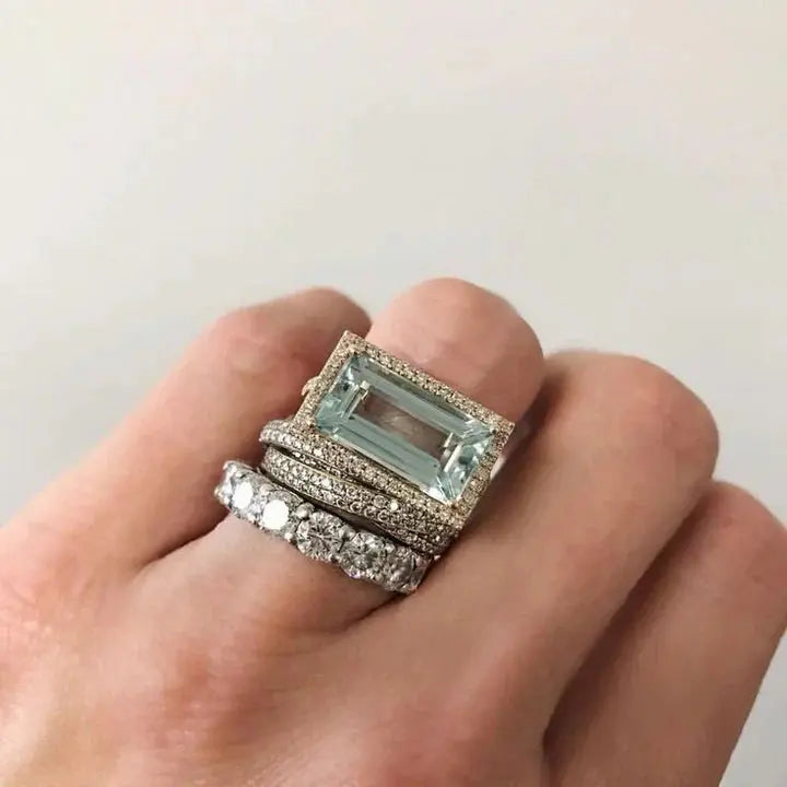 Selene | Vintage Silver Turquoise Ring Set