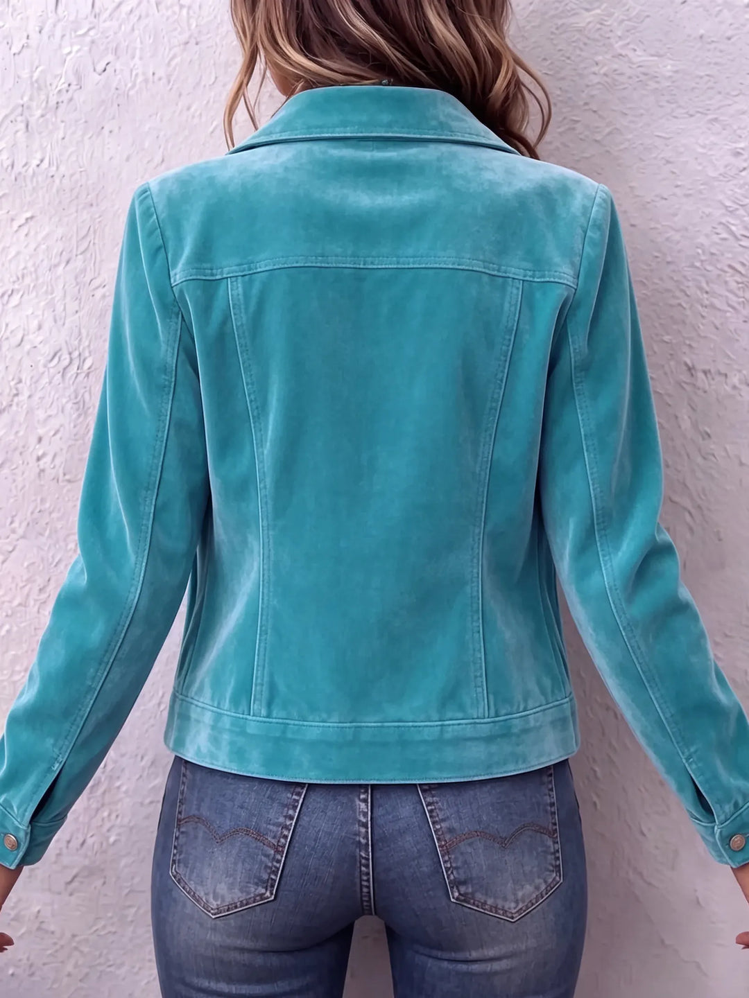 Women's button front vintage wash jacket with chest pockets