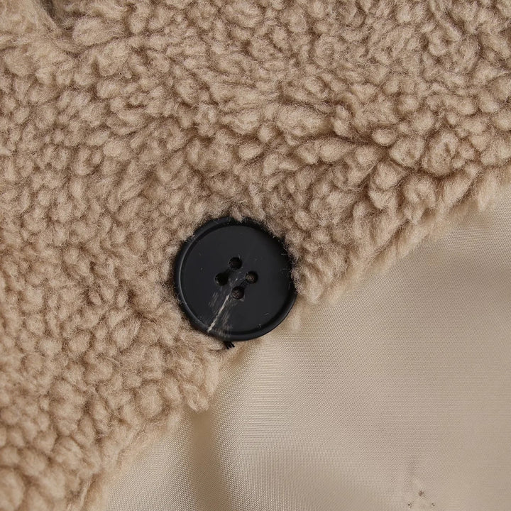 Khaki long coat with long sleeves for women