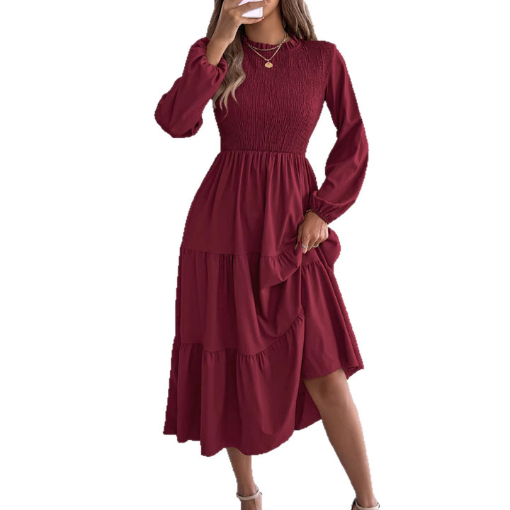 Long sleeve slim fit maxi dress with ruched detail