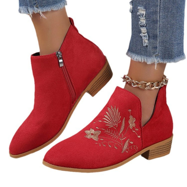 Pointed toe heeled ankle boots for women