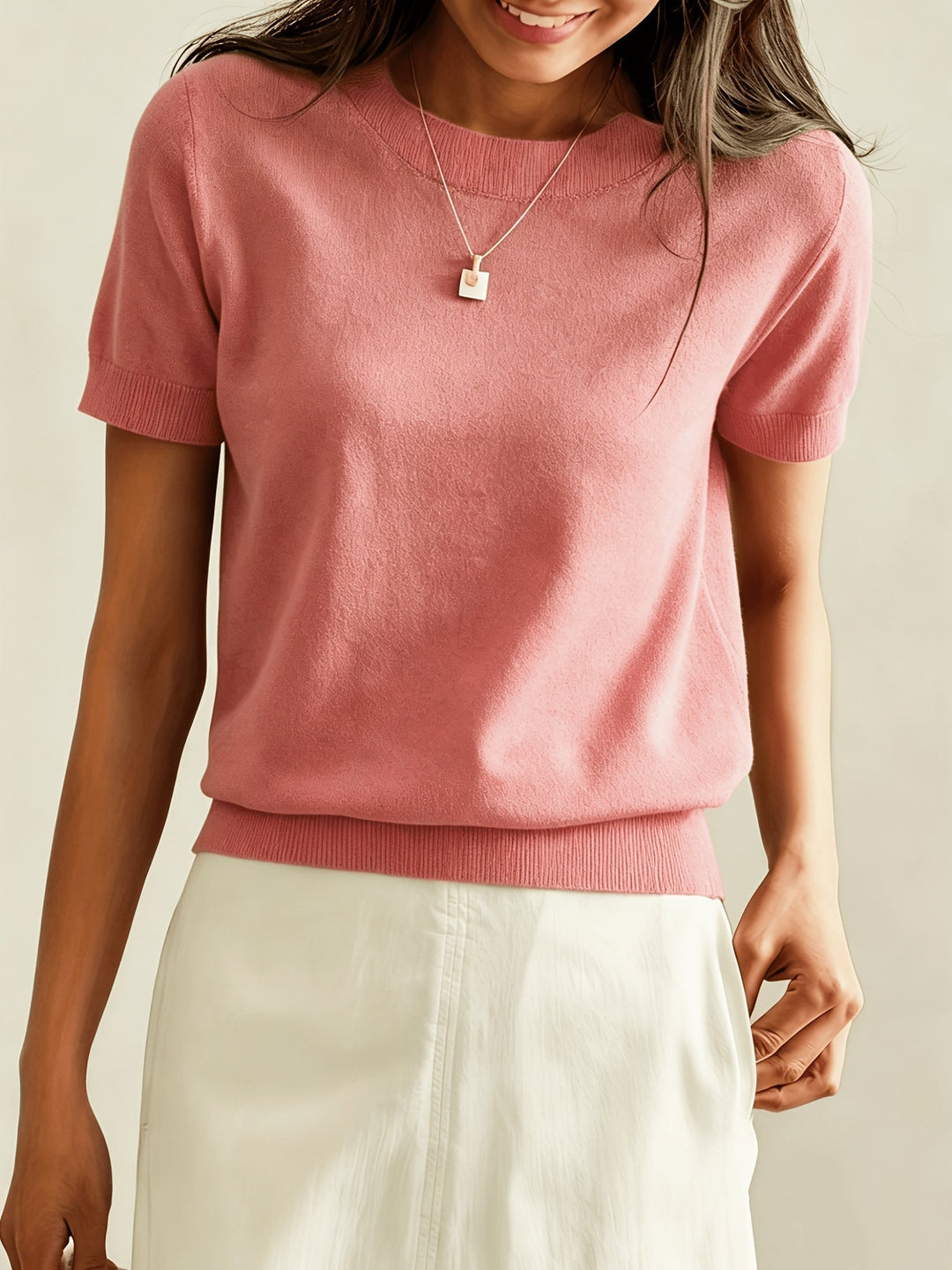 Avelina | Women's Ribbed Knit Short-Sleeve Top