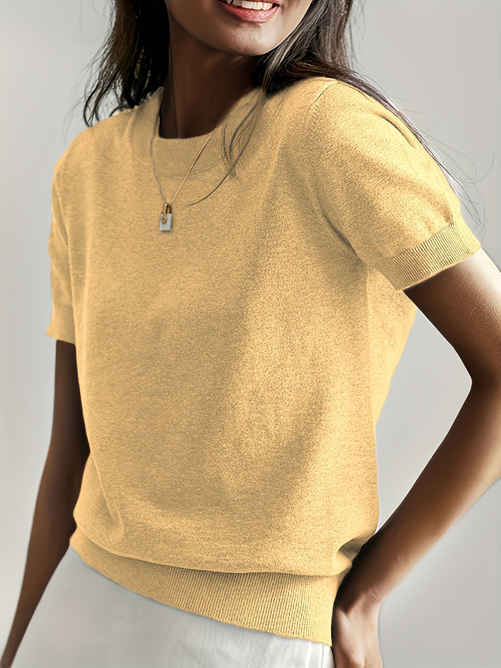 Avelina | Women's Ribbed Knit Short-Sleeve Top