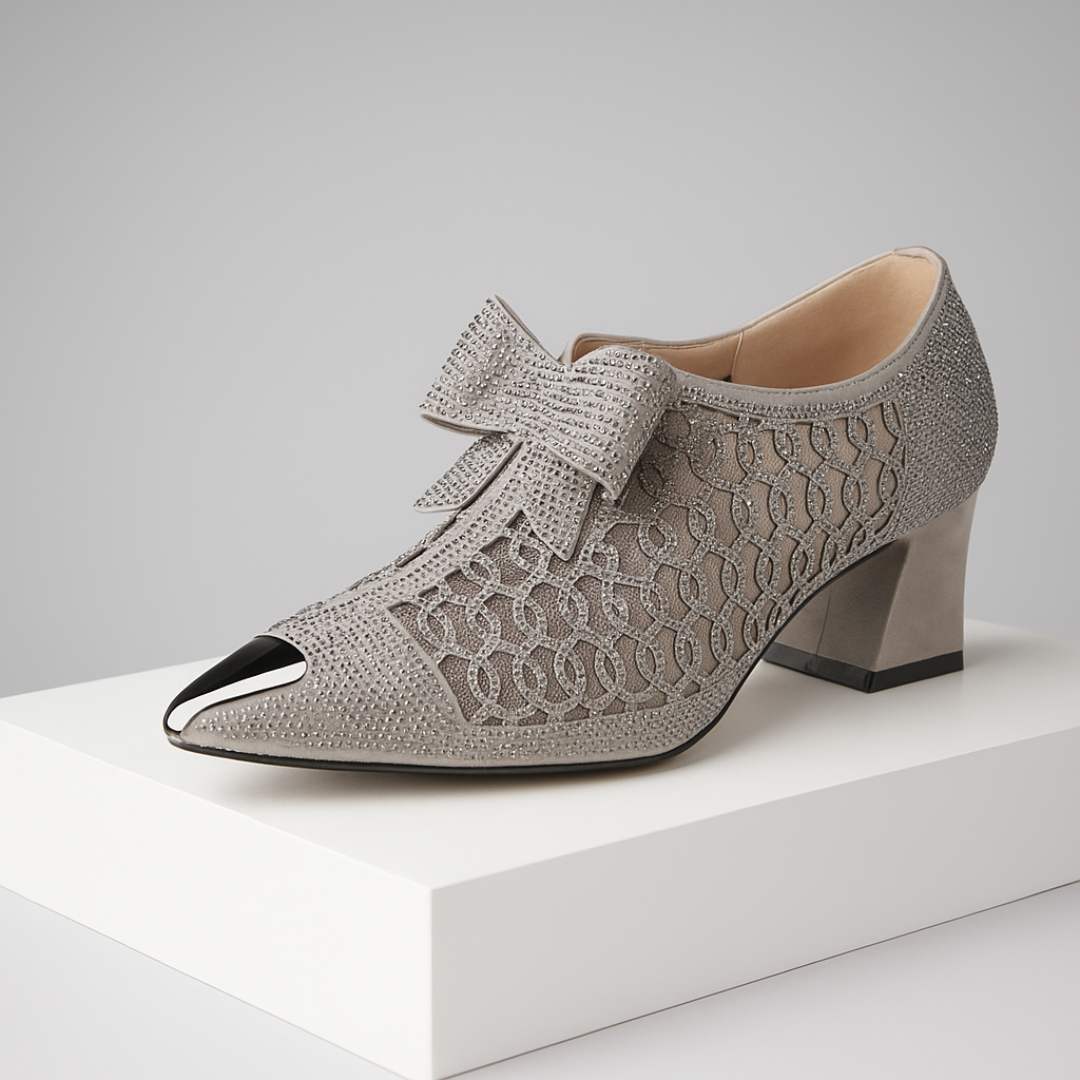 Hulda | Women's Embellished Pointed-Toe Block-Heel Zip-Up Pumps