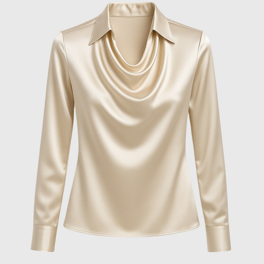 arlowe | Women's Elegant Satin Cowl-Neck Collared Blouse Carol & Margaret Wilmington