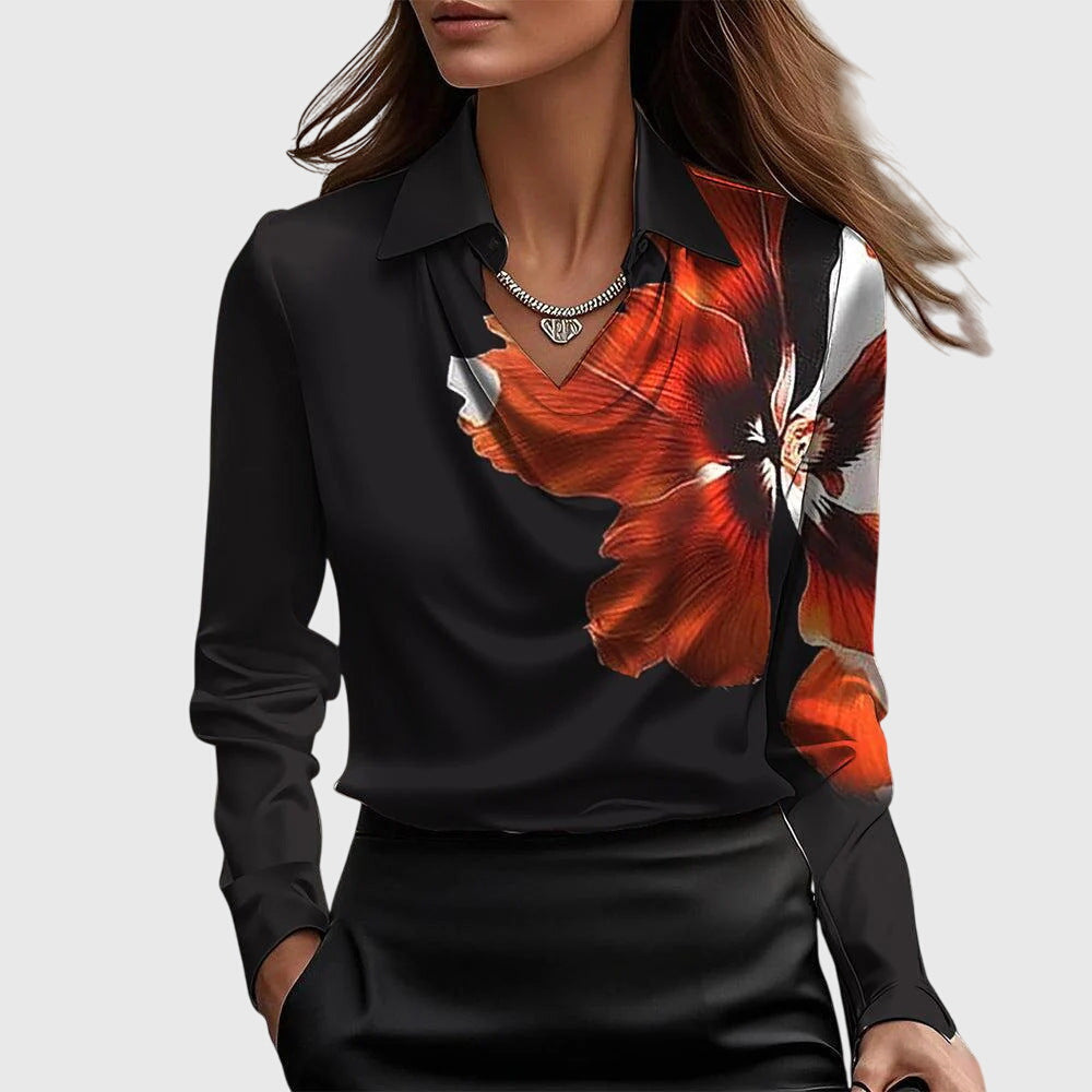 arlowe | Women's Elegant Satin Cowl-Neck Collared Blouse Carol & Margaret Wilmington