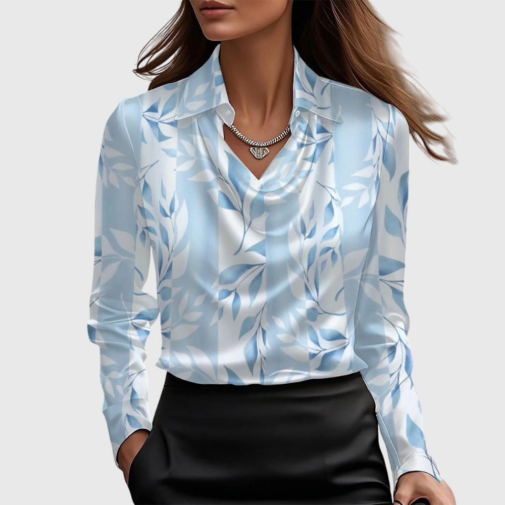 arlowe | Women's Elegant Satin Cowl-Neck Collared Blouse Carol & Margaret Wilmington