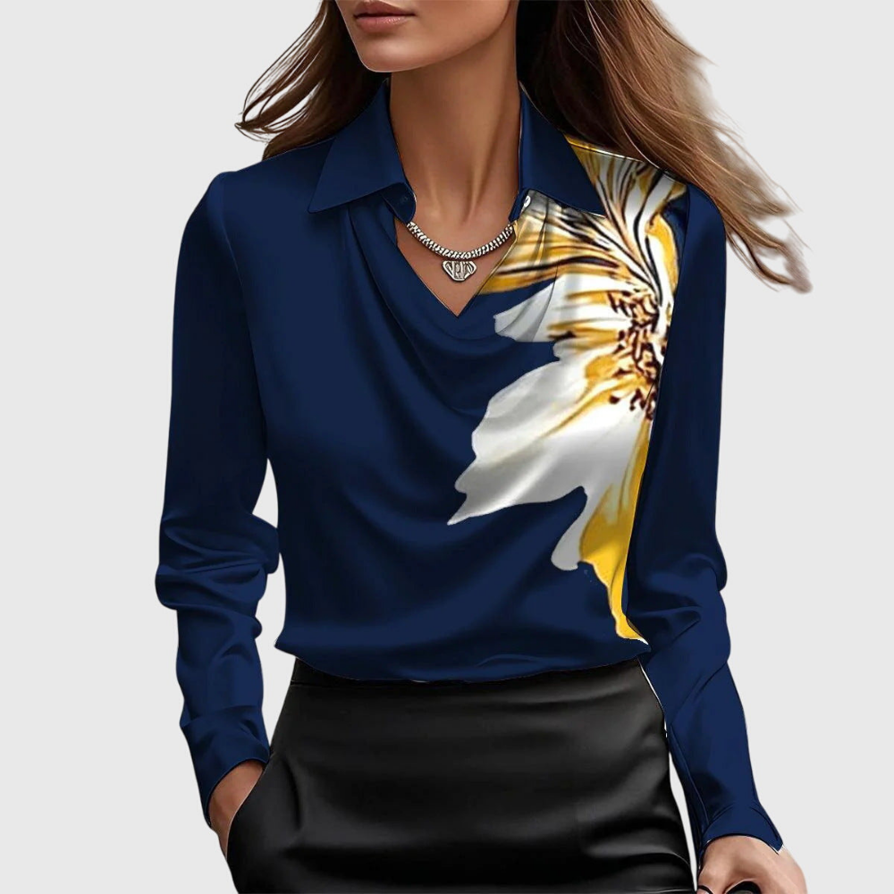 arlowe | Women's Elegant Satin Cowl-Neck Collared Blouse Carol & Margaret Wilmington