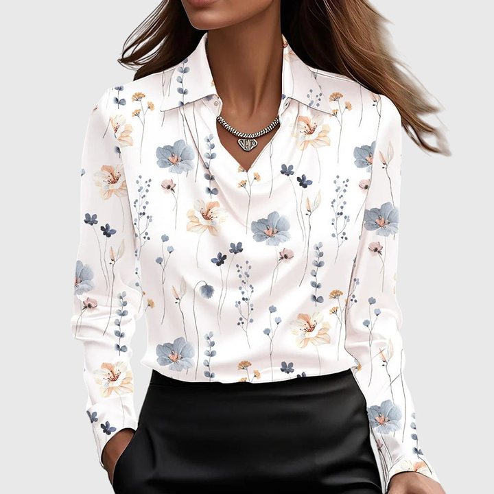 arlowe | Women's Elegant Satin Cowl-Neck Collared Blouse Carol & Margaret Wilmington