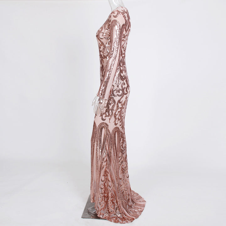 Women's long sleeve sequin dress with sparkling finish