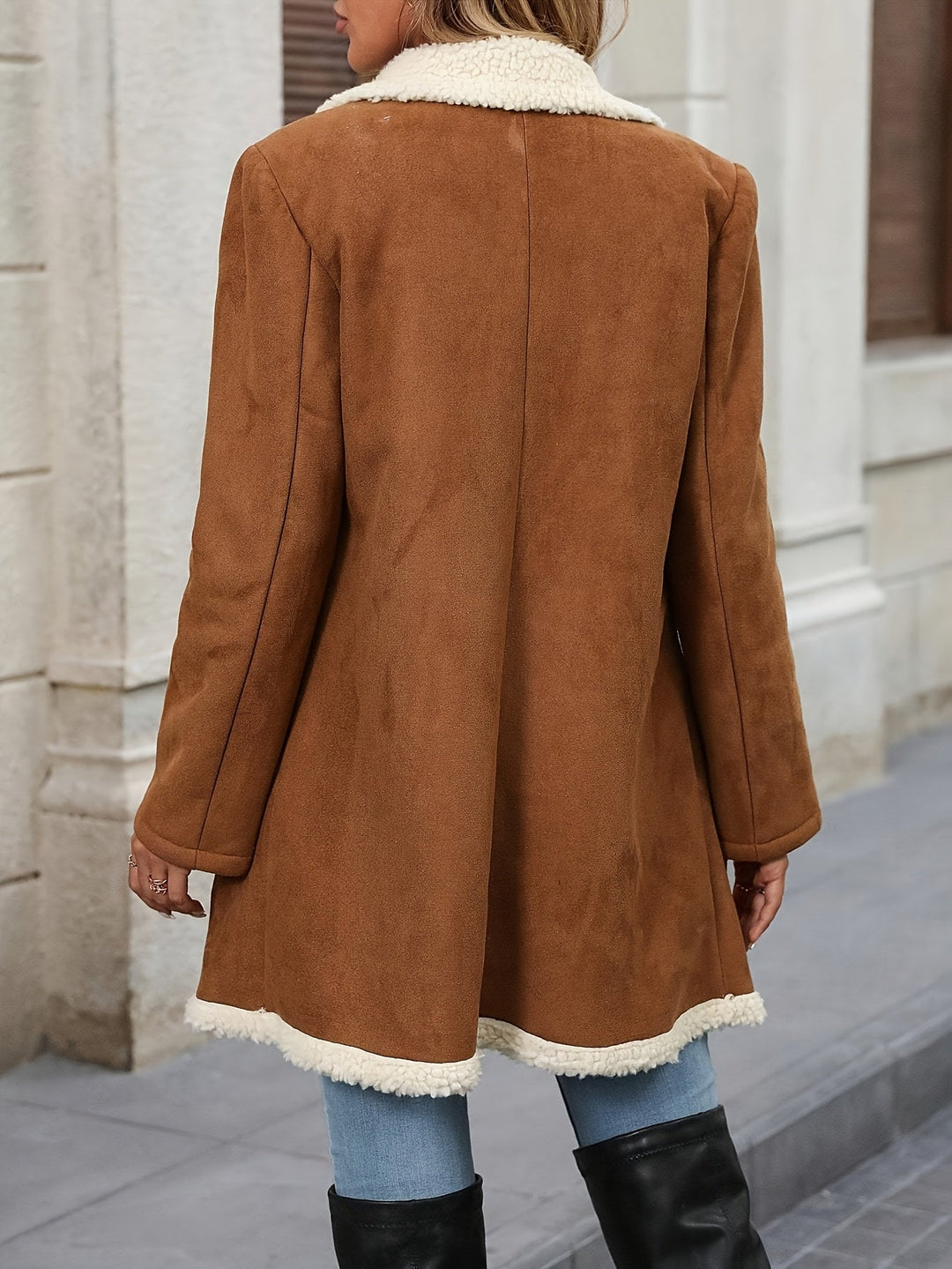 Odilia | Women's Shearling Lapel Double-Breasted Fitted Coat