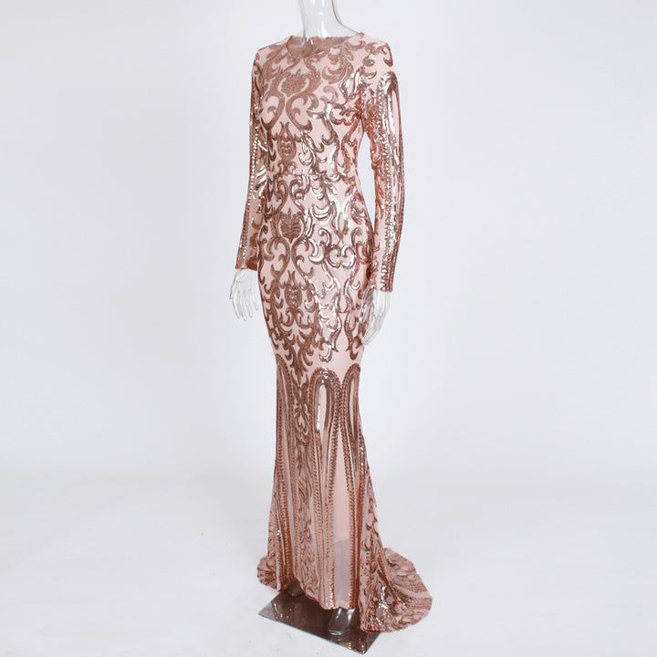 Women's long sleeve sequin dress with sparkling finish