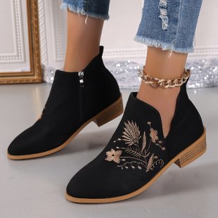 Pointed toe heeled ankle boots for women