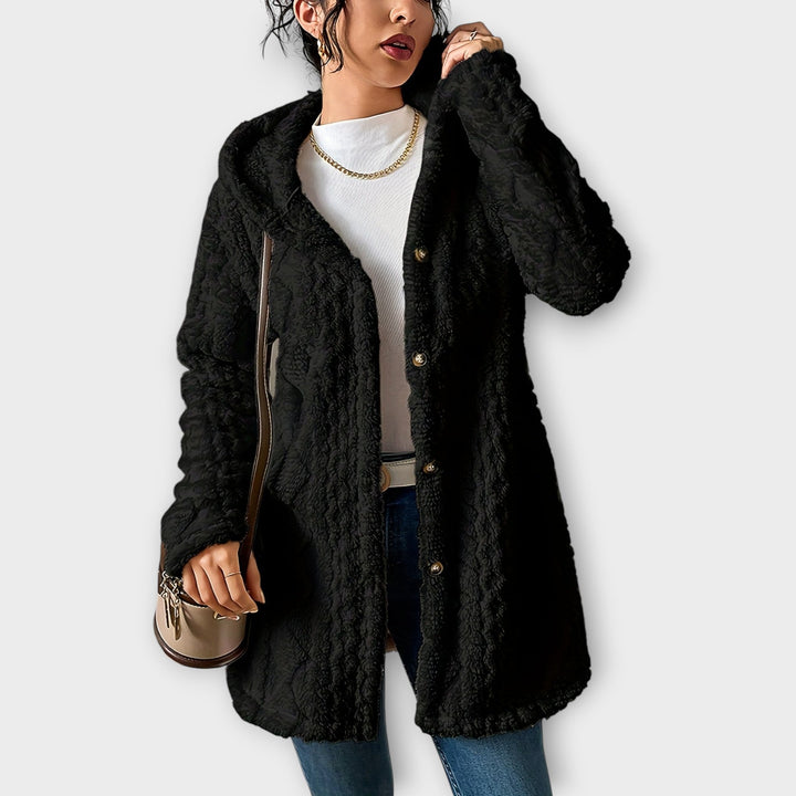 Women's textured winter hoodie jacket with attached hood