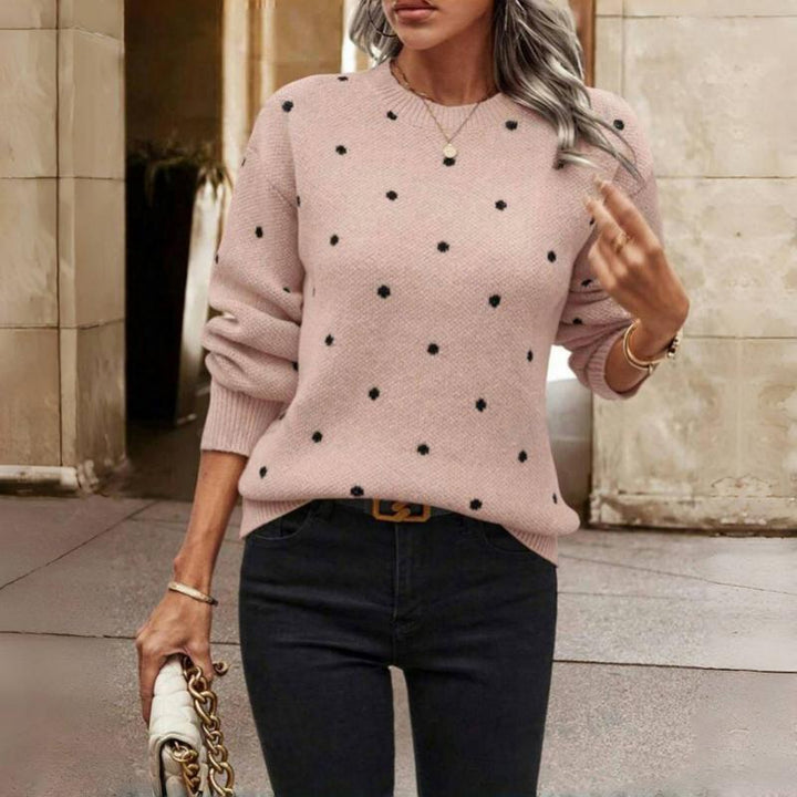 Rayna | Women's Polka Dot Crew Neck Knit Sweater