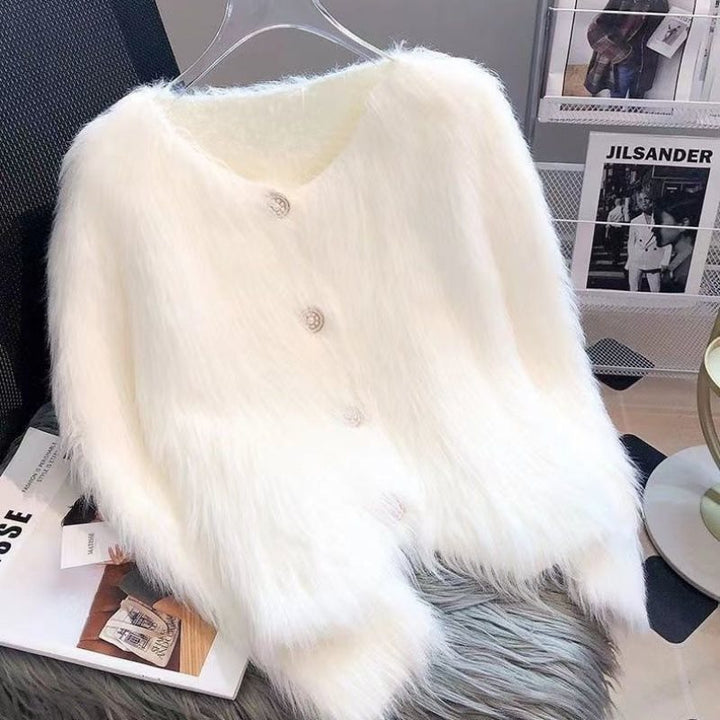 Women's knit cardigan coat with long sleeves