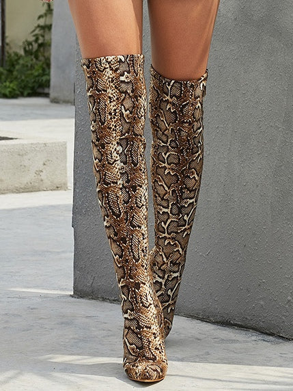 Bathilde | Women's Pointed-Toe Stiletto Over-The-Knee Slip-On Boots